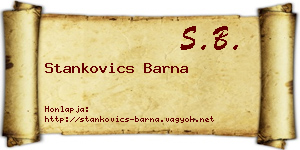 Stankovics Barna névjegykártya